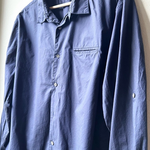 John Varvatos Navy Blue Rolled Sleeve Slim Fit Button-Down Shirt Sz XL - Picture 4 of 13